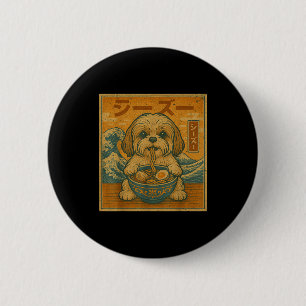 Chapa Redonda De 5 Cm Fideos Japoneses Ramen Kawaii Divertidos Shih Tzu