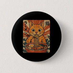 Chapa Redonda De 5 Cm Fideos Ramen Gato Naranja Anime Japonés Gato Kawai