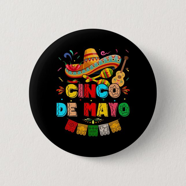 Chapa Redonda De 5 Cm Fiesta Cinco de Mayo (Anverso)