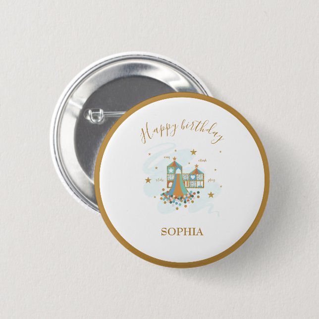 Chapa Redonda De 5 Cm Fiesta de aventuras de recreo (Anverso y reverso)