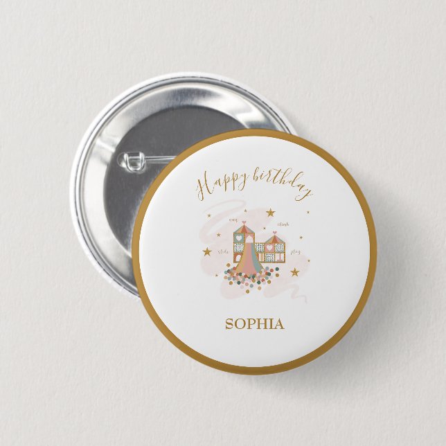 Chapa Redonda De 5 Cm Fiesta de aventuras de recreo (Anverso y reverso)