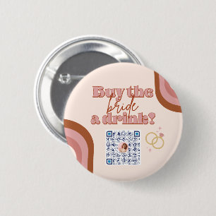 Chapa Redonda De 5 Cm Fiesta de bachillerato Retro Boho Venmo QR Code Pi