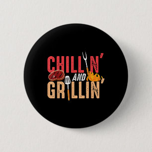 Chapa Redonda De 5 Cm Fiesta De Barbacoa Chillin Y Grillin