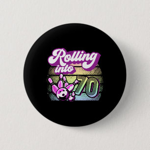 Chapa Redonda De 5 Cm Fiesta de boliche Rolling en 70 Bowling Cumpleaños