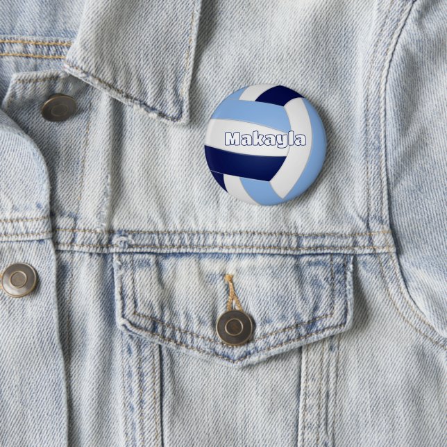 Chapa Redonda De 5 Cm fiesta de cumpleaños de niños de voleibol azul mar (In situ)