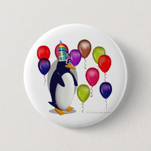 Chapa Redonda De 5 Cm Fiesta de cumpleaños del pingüino