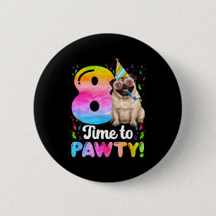 Chapa Redonda De 5 Cm fiesta de cumpleaños del pug número 8 cumpleaños d