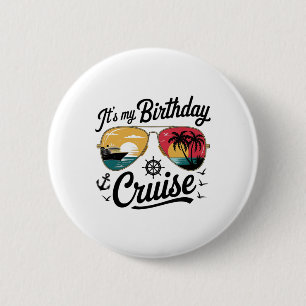 Chapa Redonda De 5 Cm Fiesta de Cumpleaños en Crucero Festiva 2025 Hombr
