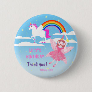 Chapa Redonda De 5 Cm Fiesta de cumpleaños mágico de unicornio y hadas
