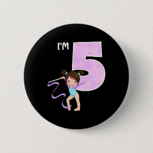 Chapa Redonda De 5 Cm Fiesta de cumpleaños número 5 de gimnasta de 5 año