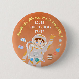 Chapa Redonda De 5 Cm Fiesta de cumpleaños temática de niño astronauta e