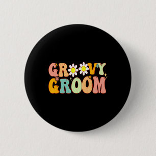 Chapa Redonda De 5 Cm Fiesta de Despedida de Soltero Retro Groovy Novia