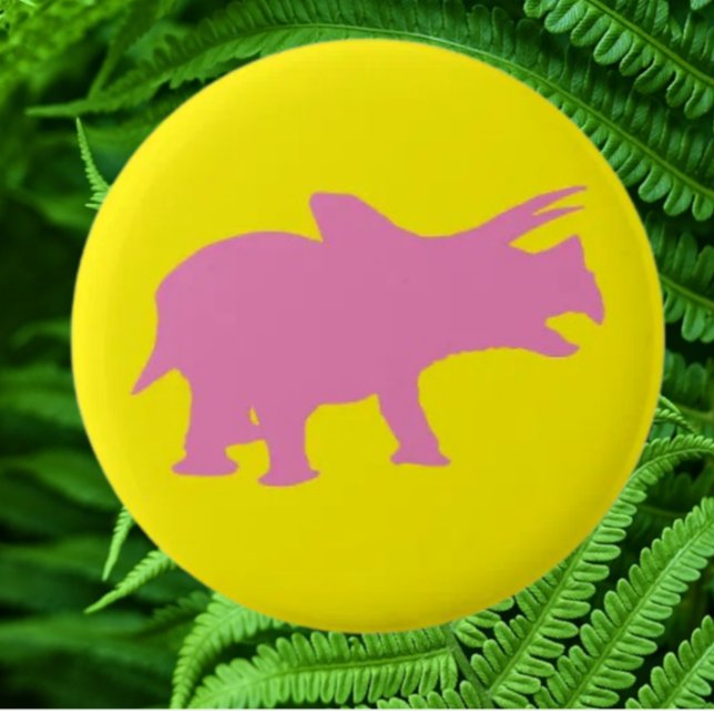 Chapa Redonda De 5 Cm Fiesta de dinosaurios Amarillo (Bring your dream party to life with our selection of quality Dinosaur themed party supplies )