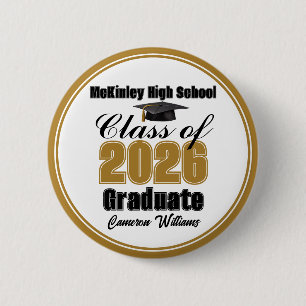 Chapa Redonda De 5 Cm Fiesta de Graduación Personalizada de Oro Clase de