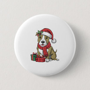Chapa Redonda De 5 Cm Fiesta de Navidad Decoración Perro de Pitbull