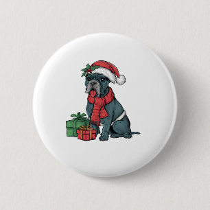 Chapa Redonda De 5 Cm Fiesta de Navidad Decoración Santa Cane Corso Perr