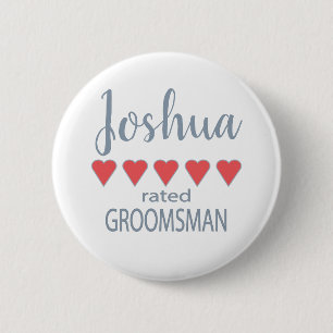 Chapa Redonda De 5 Cm Fiesta de novias y bodas 5 Heart Groomsman