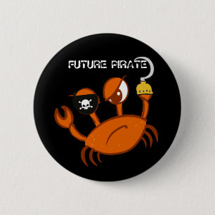 Chapa Redonda De 5 Cm Fiesta de Piratas Personalizada Cangrejo Lindo Fut
