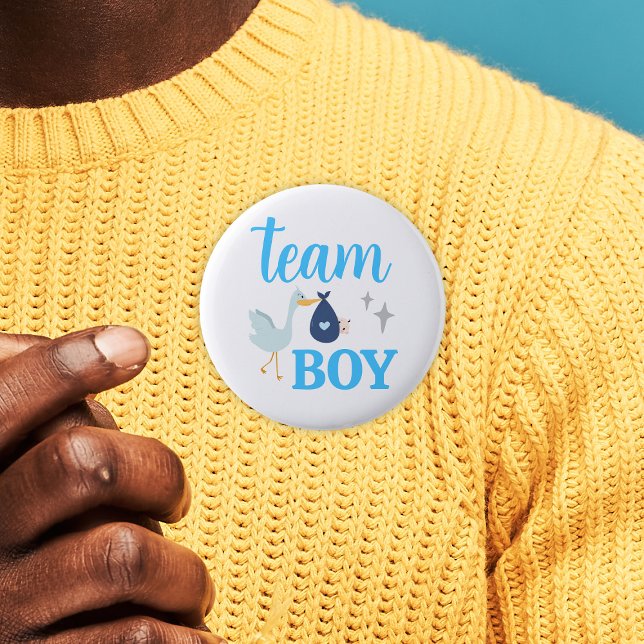 Chapa Redonda De 5 Cm Fiesta de revelación de género azul de Team Boy (Team Boy Blue Gender Reveal Party Button
)