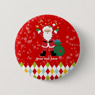 Chapa Redonda De 5 Cm Fiesta de Santa Claus * elija color de fondo