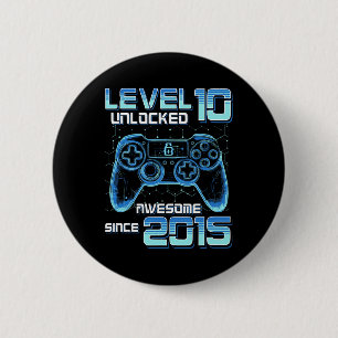 Chapa Redonda De 5 Cm Fiesta de videojuegos de nivel 10 desbloqueado 10 