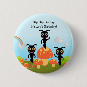 Chapa Redonda De 5 Cm Fiesta del feliz cumpleaños con las hormigas