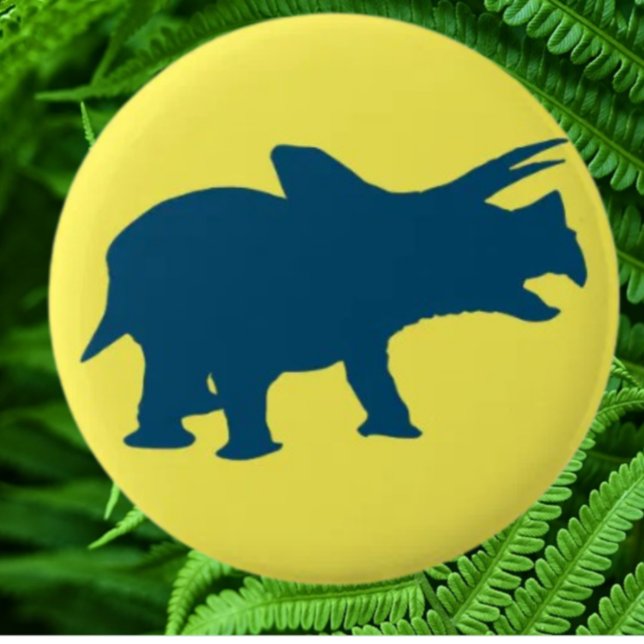 Chapa Redonda De 5 Cm Fiesta feliz de dinosaurio Amarillo (Bring your dream party to life with our selection of quality Dinosaur themed party supplies )