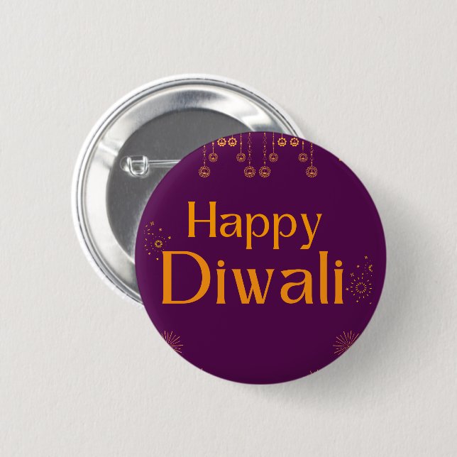 Chapa Redonda De 5 Cm Fiesta Feliz Diwali  (Anverso y reverso)