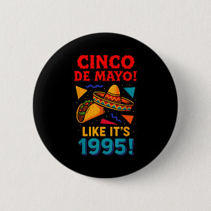 Chapa Redonda De 5 Cm Fiesta mexicana retro cinco de mayo
