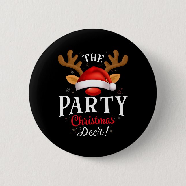 Chapa Redonda De 5 Cm Fiesta Navidades Deer Pjs Familia Xmas (Anverso)