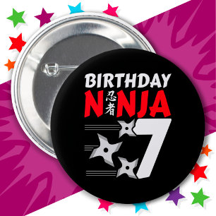 Chapa Redonda De 5 Cm fiesta Ninja de 7 años de edad tira a los niños de