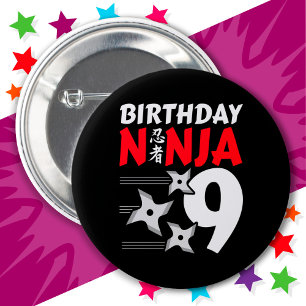 Chapa Redonda De 5 Cm fiesta Ninja de 9 años de edad tiene niños 9 años