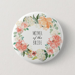 Chapa Redonda De 5 Cm Fiesta nupcial floral de la acuarela