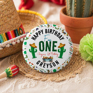 Chapa Redonda De 5 Cm Fiesta Primero   Cumpleaños número 1