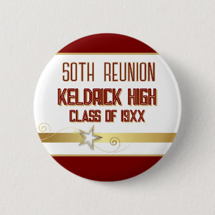 Chapa Redonda De 5 Cm ¡Fiesta! Reunión de clase número 50 personalizada 