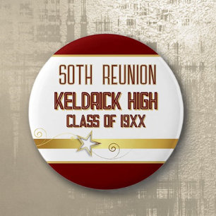 Chapa Redonda De 5 Cm ¡Fiesta! Reunión de clase número 50 personalizada