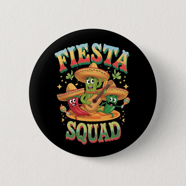 Chapa Redonda De 5 Cm Fiesta Squad gracioso Cinco De Mayo Fiesta Mexican (Anverso)