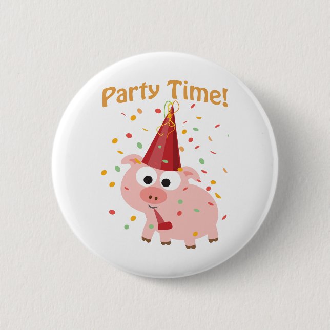 Chapa Redonda De 5 Cm Fiesta time confetti Cerdo (Anverso)