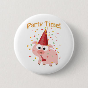 Chapa Redonda De 5 Cm Fiesta time confetti Cerdo