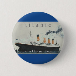 Chapa Redonda De 5 Cm Fiesta TITANIC Blue Vintage White Star Line Ship
