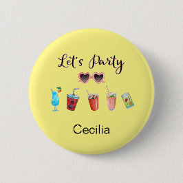 Chapa Redonda De 5 Cm Fiesta verano personalizado con nombre