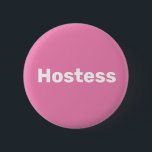 Chapa Redonda De 5 Cm Fiestas de boda Minimalista Anfitriona Desayuno nu<br><div class="desc">Hermosa caligrafía,  botón minimalista de anfitriona. Perfecto para favores de boda,  desayuno nupcial. Puedes personalizarlo con tu nombre.</div>