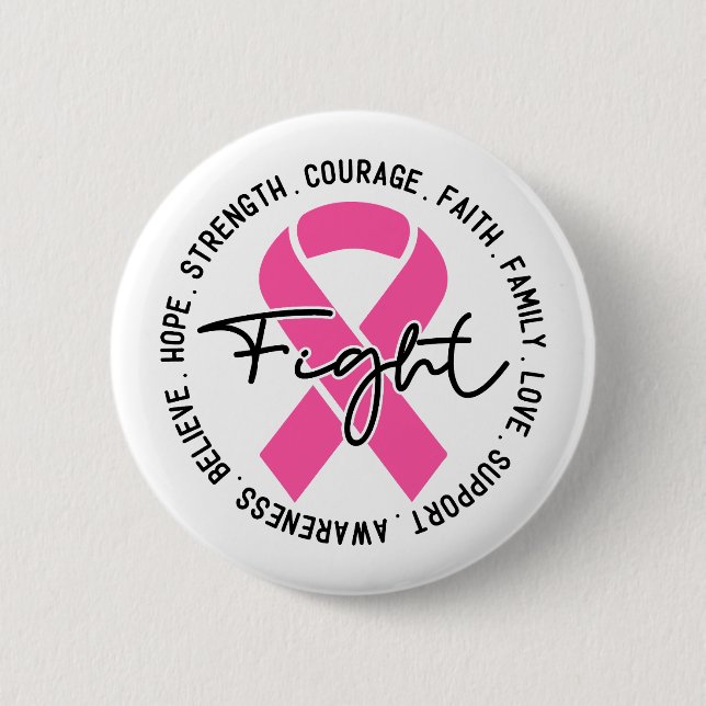 Chapa Redonda De 5 Cm Fight Breast Cancer Awareness (Anverso)
