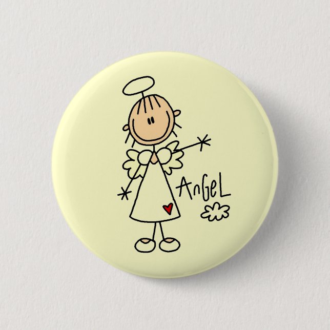 Chapa Redonda De 5 Cm Figura camisetas y regalos del palillo del ángel (Anverso)