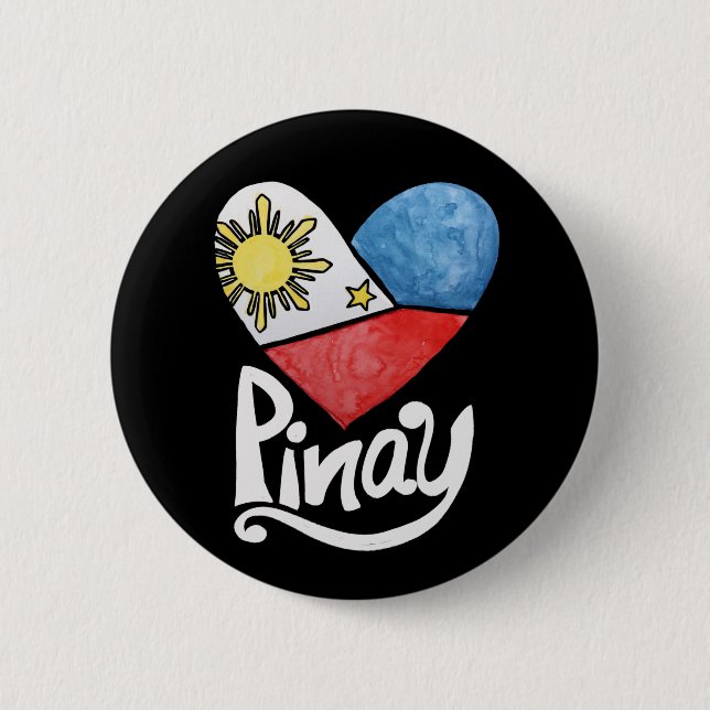 Chapa Redonda De 5 Cm Filipinas Pintay Bandera Corazón Filipina (Anverso)