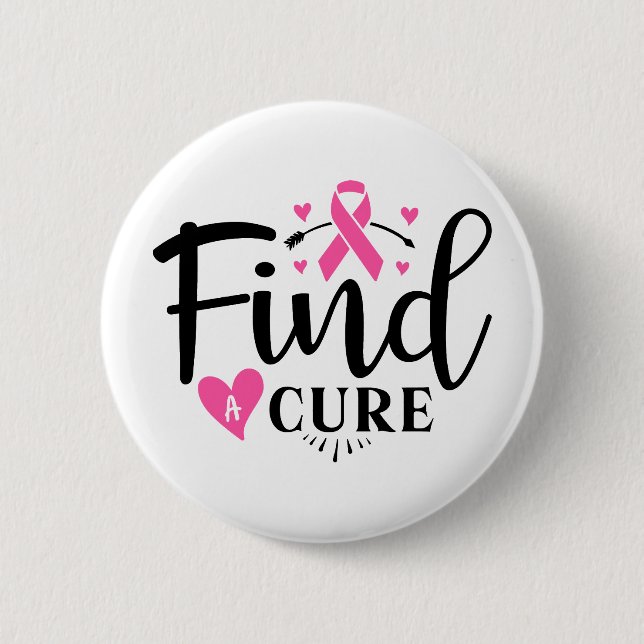 Chapa Redonda De 5 Cm Find A Cure Breast Cancer Awareness (Anverso)