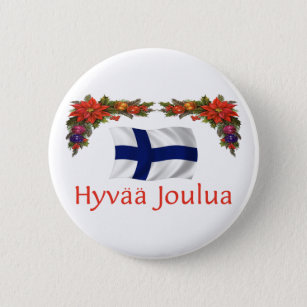 Chapa Redonda De 5 Cm Finlandia Hyvaa Joulua (Felices Navidad)