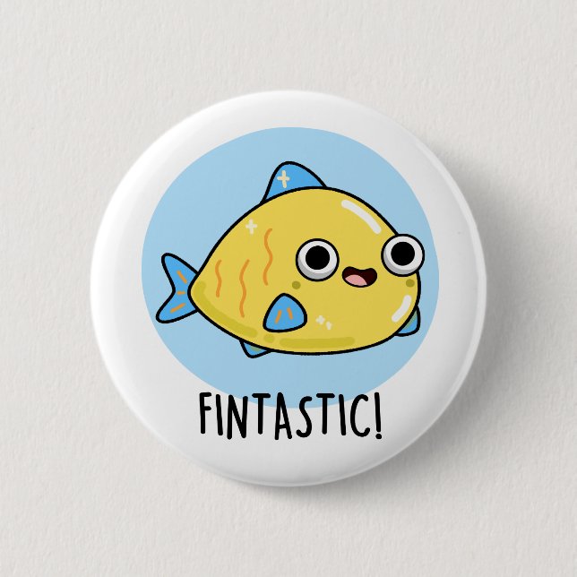 Chapa Redonda De 5 Cm Fintastic Funny Fish Pun (Anverso)