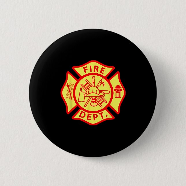 Chapa Redonda De 5 Cm Fire Department Logo Uniform Fireman Symbol Firefi (Anverso)