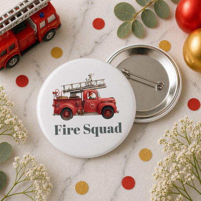 Chapa Redonda De 5 Cm Fire Truck Birthday Firetruck Party (Fire Truck Birthday Firetruck Party Button)